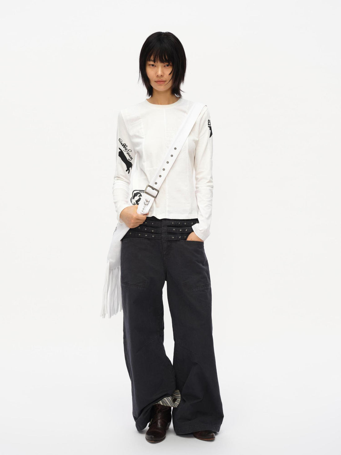oinimi Code Blue White Paneled Long Sleeve Tee