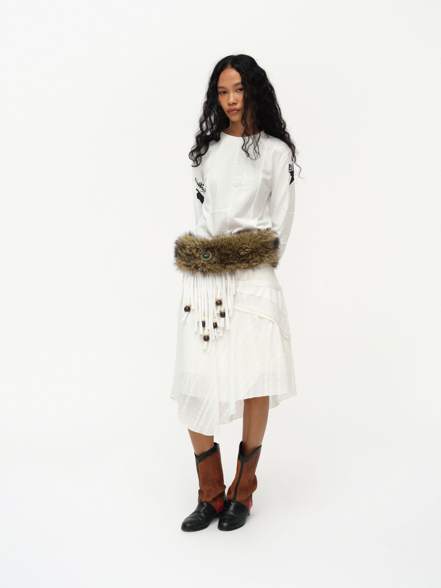 oinimi Code Blue White Paneled Long Sleeve Tee