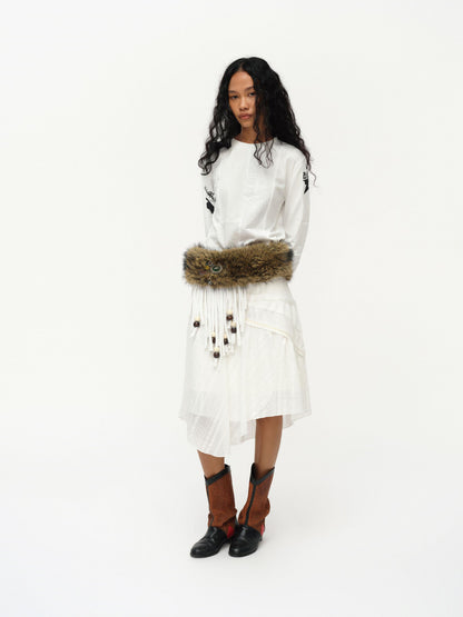 oinimi Code Blue White Paneled Long Sleeve Tee