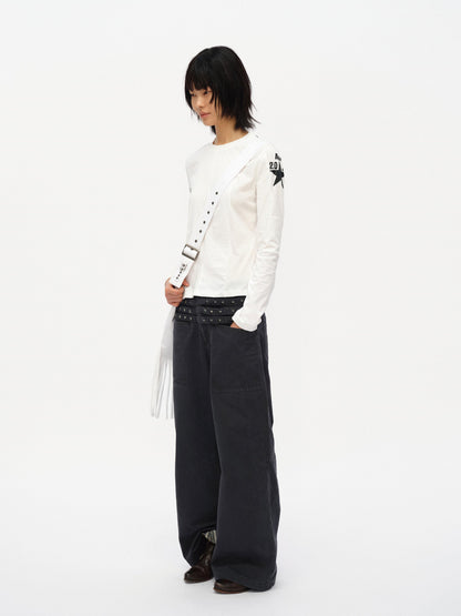oinimi Code Blue White Paneled Long Sleeve Tee