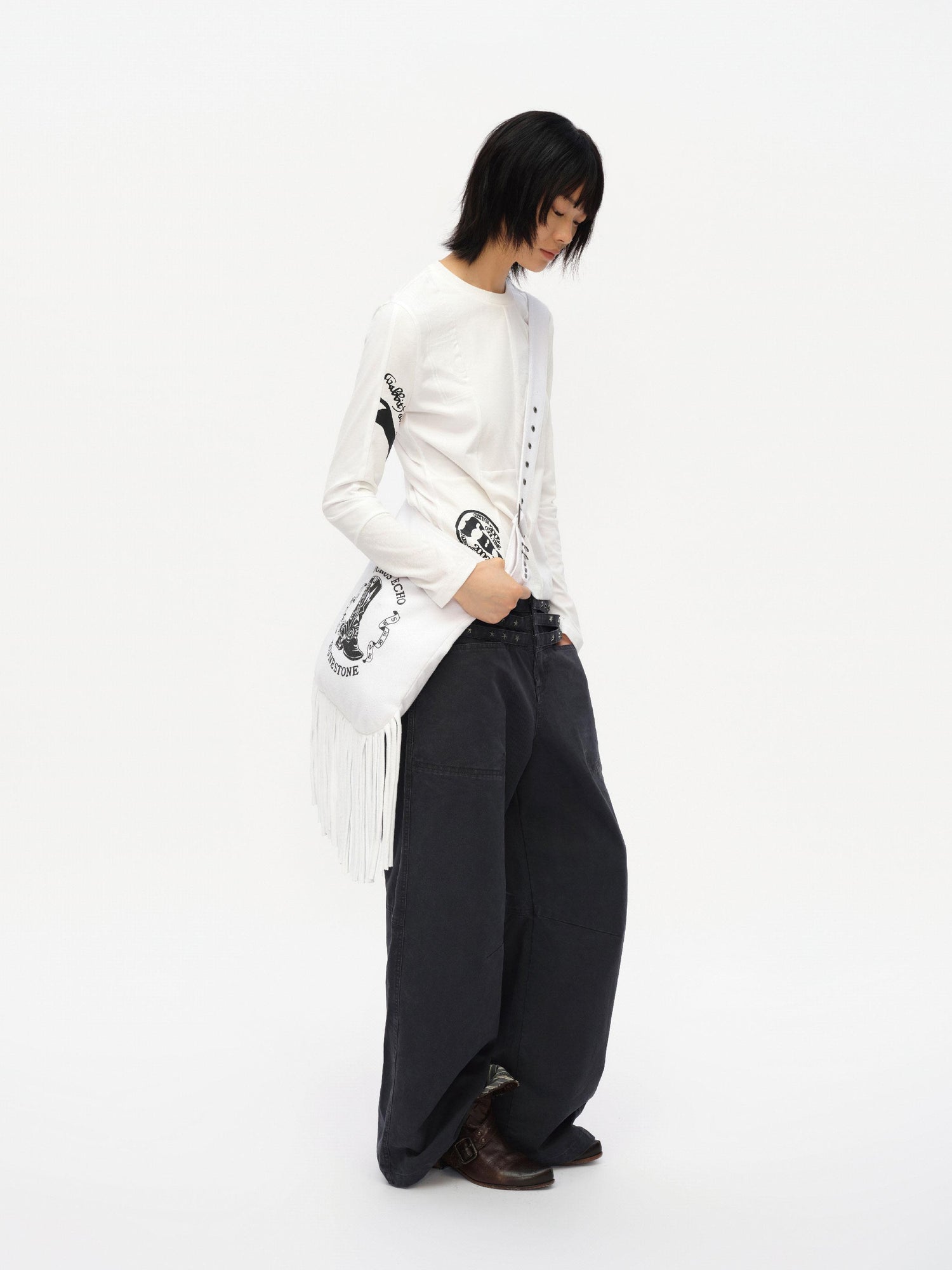 oinimi Code Blue White Paneled Long Sleeve Tee