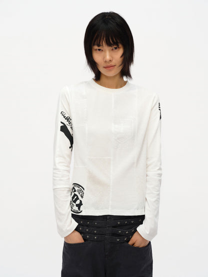 oinimi Code Blue White Paneled Long Sleeve Tee