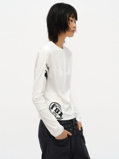 oinimi Code Blue White Paneled Long Sleeve Tee