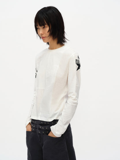 oinimi Code Blue White Paneled Long Sleeve Tee