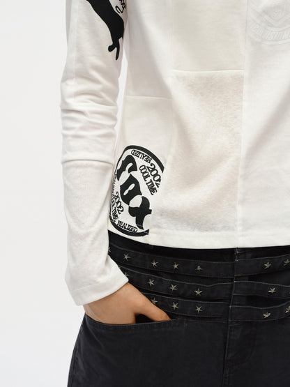 oinimi Code Blue White Paneled Long Sleeve Tee