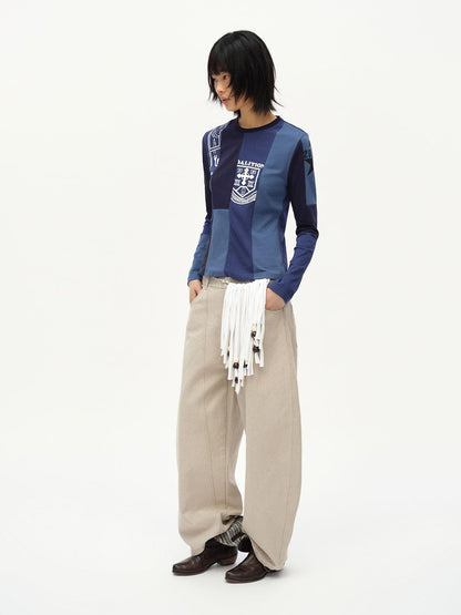 oinimi Code Blue White Paneled Long Sleeve Tee