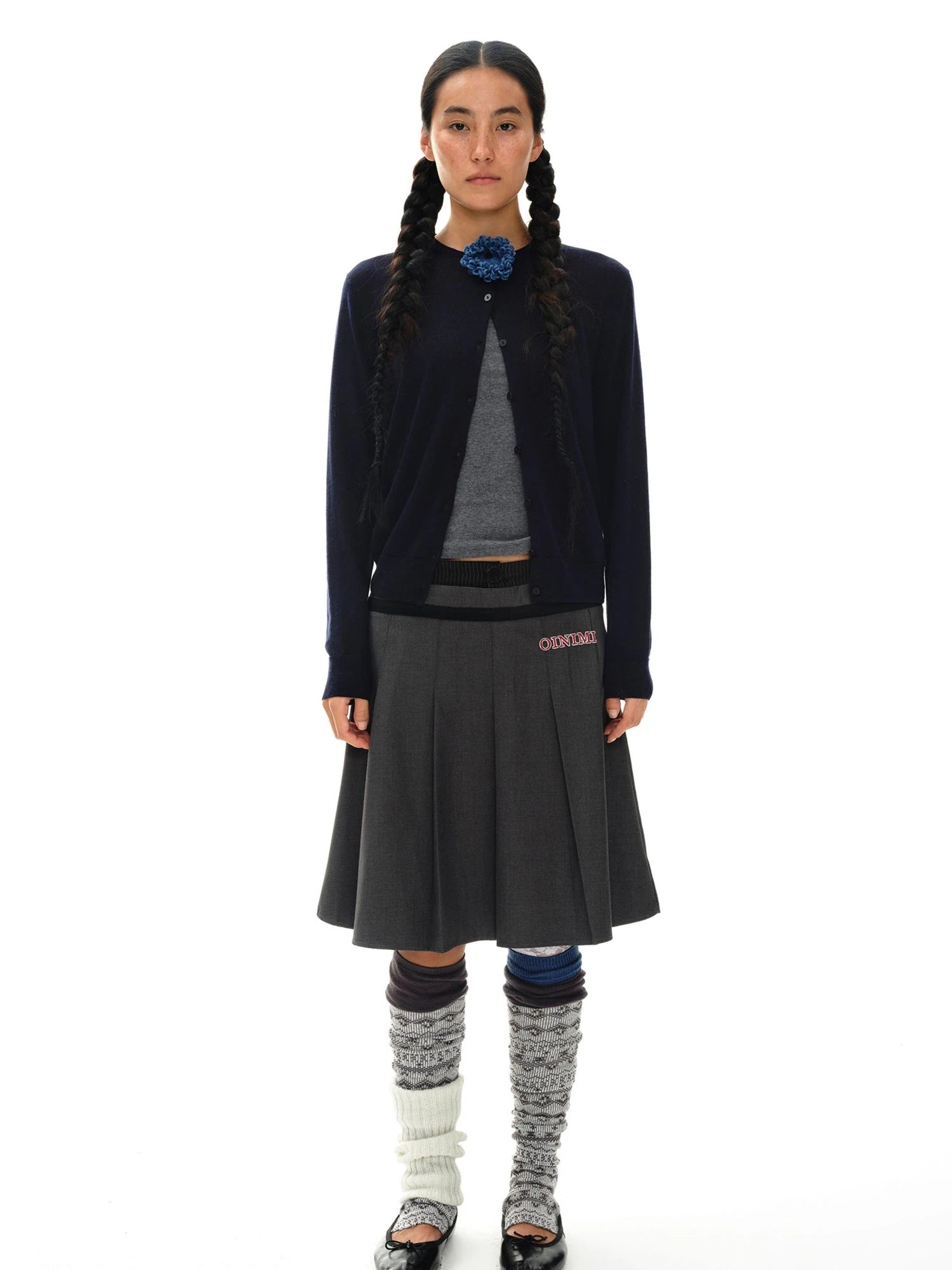 Color Block Hand Knit Button Brooch