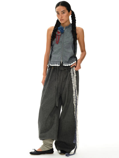 Color Block Hand Knit Button Brooch