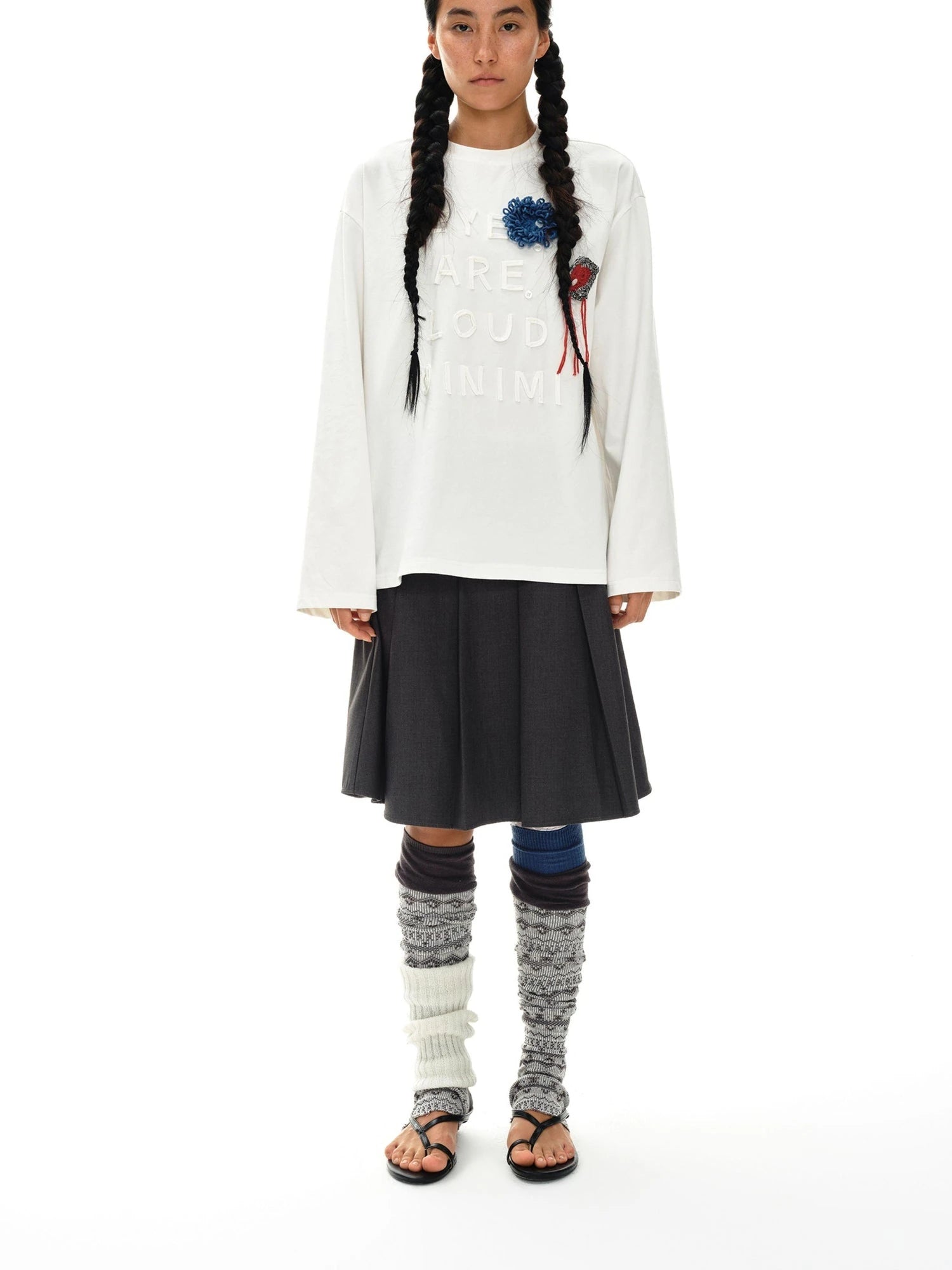 Color Block Hand Knit Button Brooch