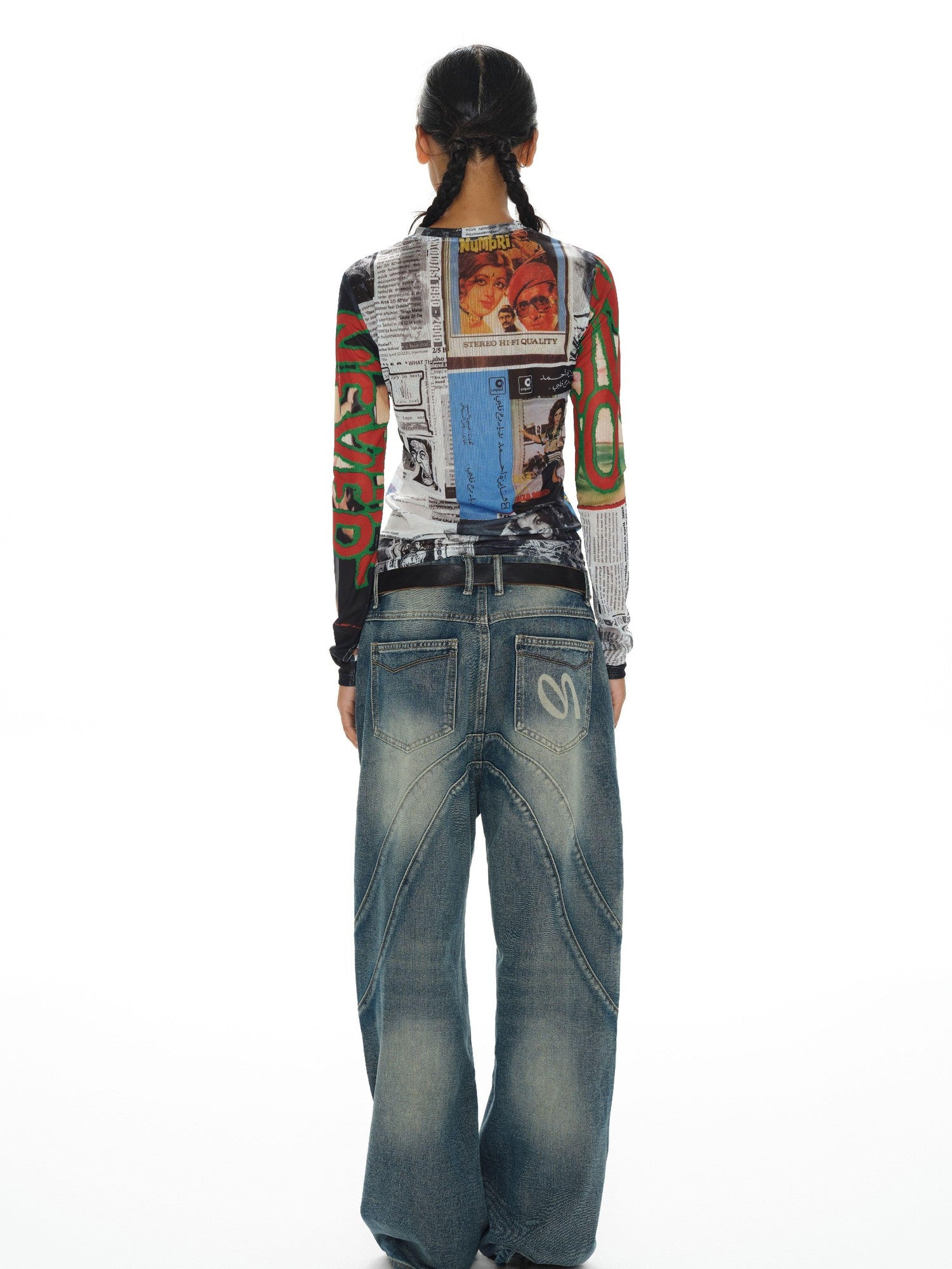 oinimi Contrast Mesh Playful Print Protective Women&