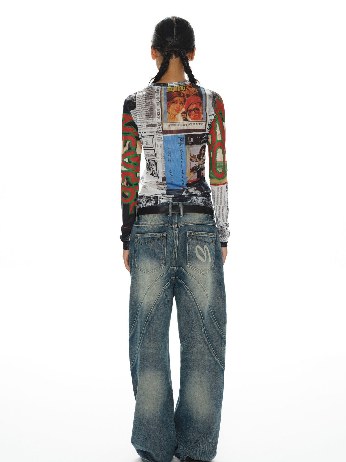 oinimi Contrast Mesh Playful Print Protective Women&