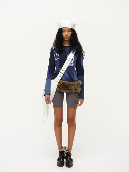 oinimi Cowboy Boot Print Fringe Crossbody Bag
