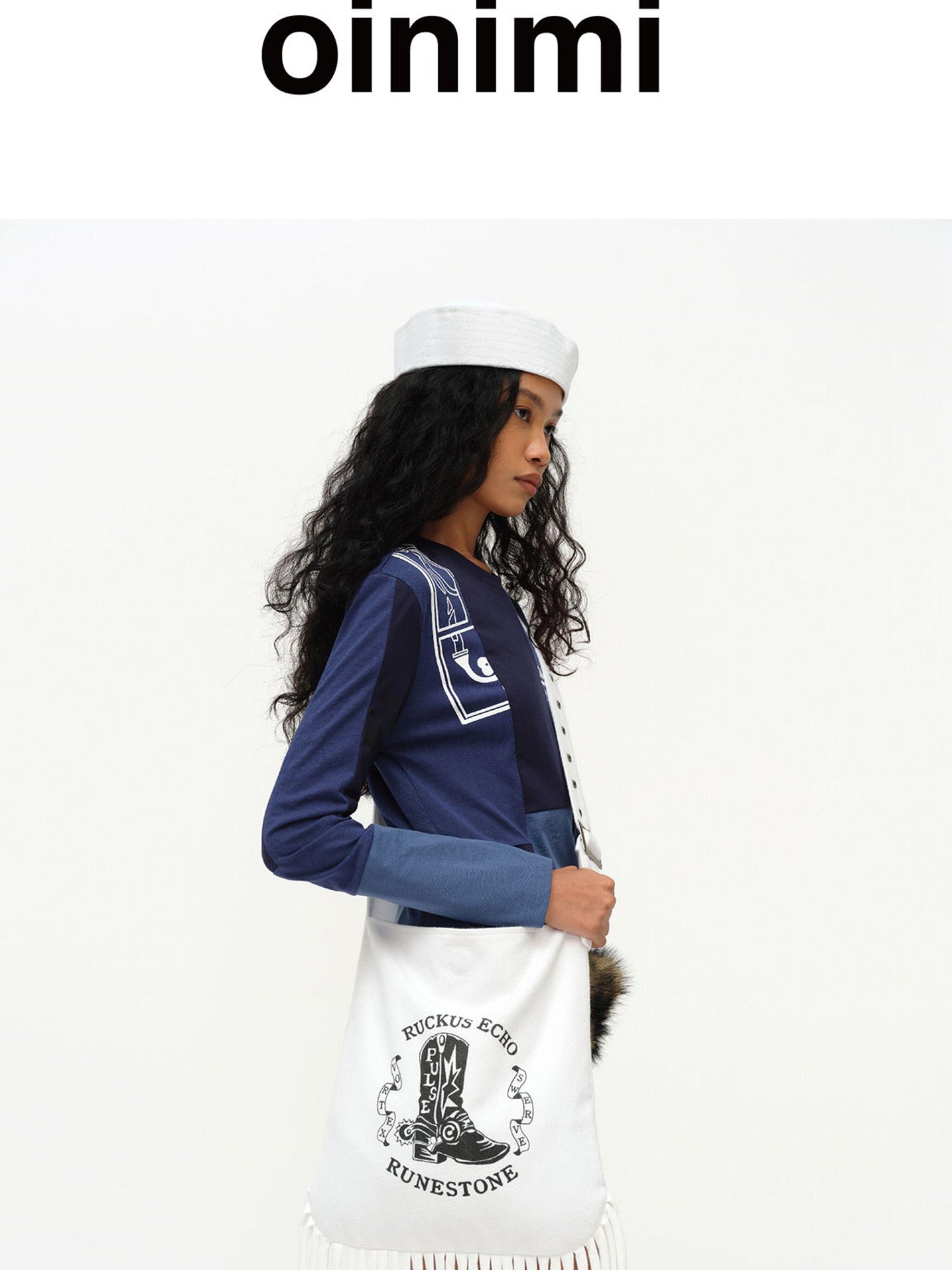 oinimi Cowboy Boot Print Fringe Crossbody Bag