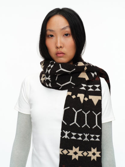 oinimi Cozy Double Sided Bohemian Unisex Wool Blend Geometric Fair Isle Scarf