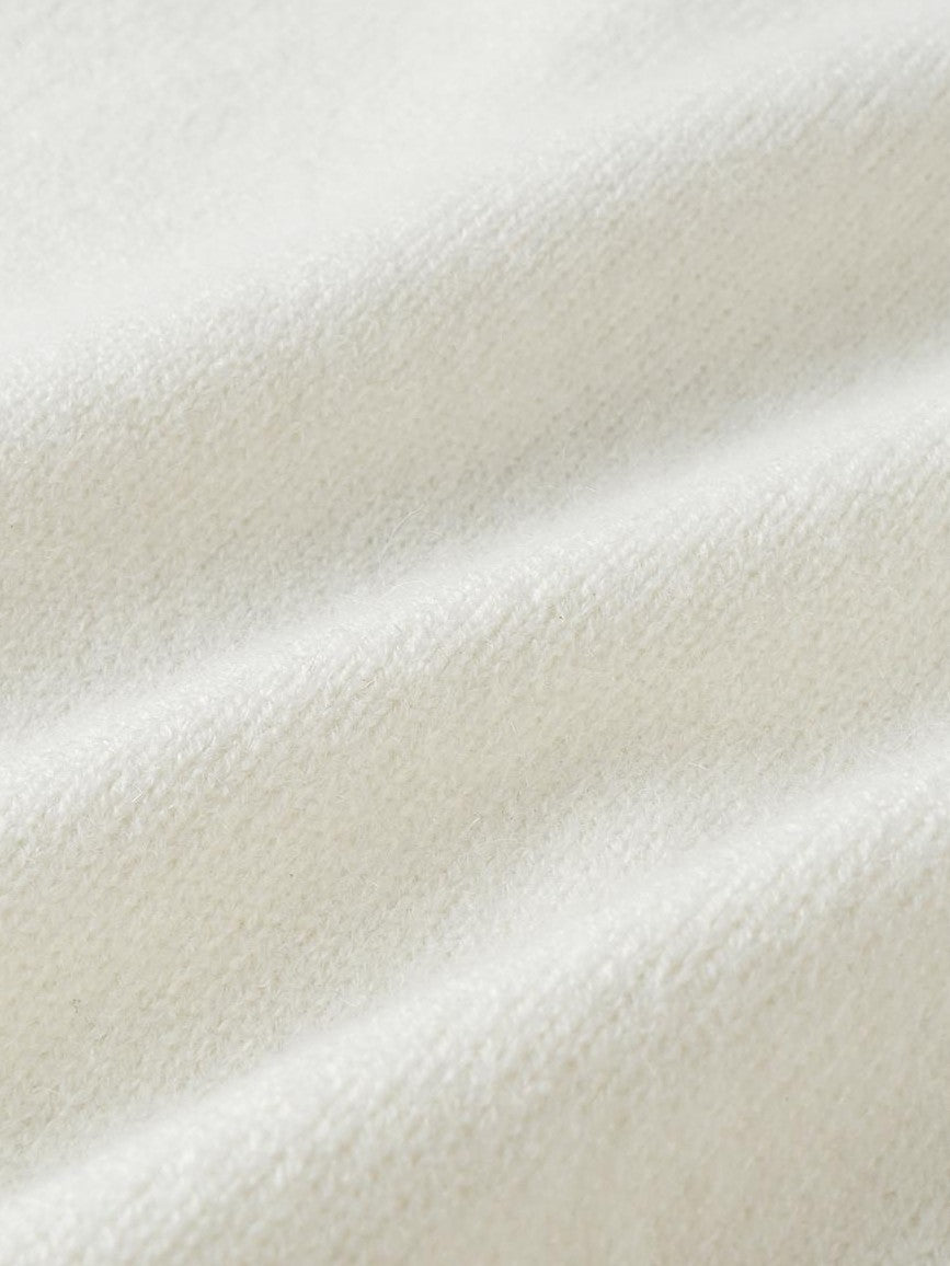 oinimi Cream Asymmetric Ribbed Stand Collar Layering Women&