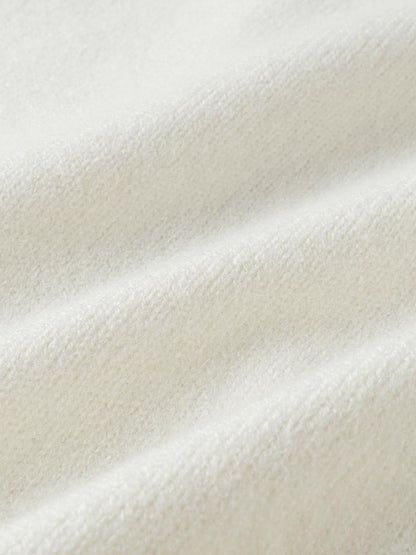 oinimi Cream Asymmetric Ribbed Stand Collar Layering Women&