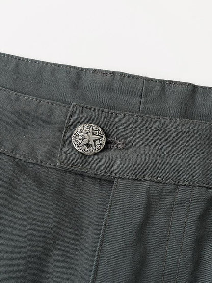 oinimi Deep Gray Multi Pocket Ruched Low Rise Straight Women&