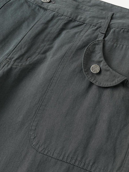 oinimi Deep Gray Multi Pocket Ruched Low Rise Straight Women&
