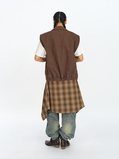 oinimi Distressed Charcoal Wide Fit Utility Vest With Shoulder Pads