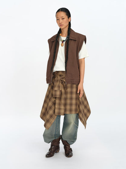 oinimi Distressed Charcoal Wide Fit Utility Vest With Shoulder Pads