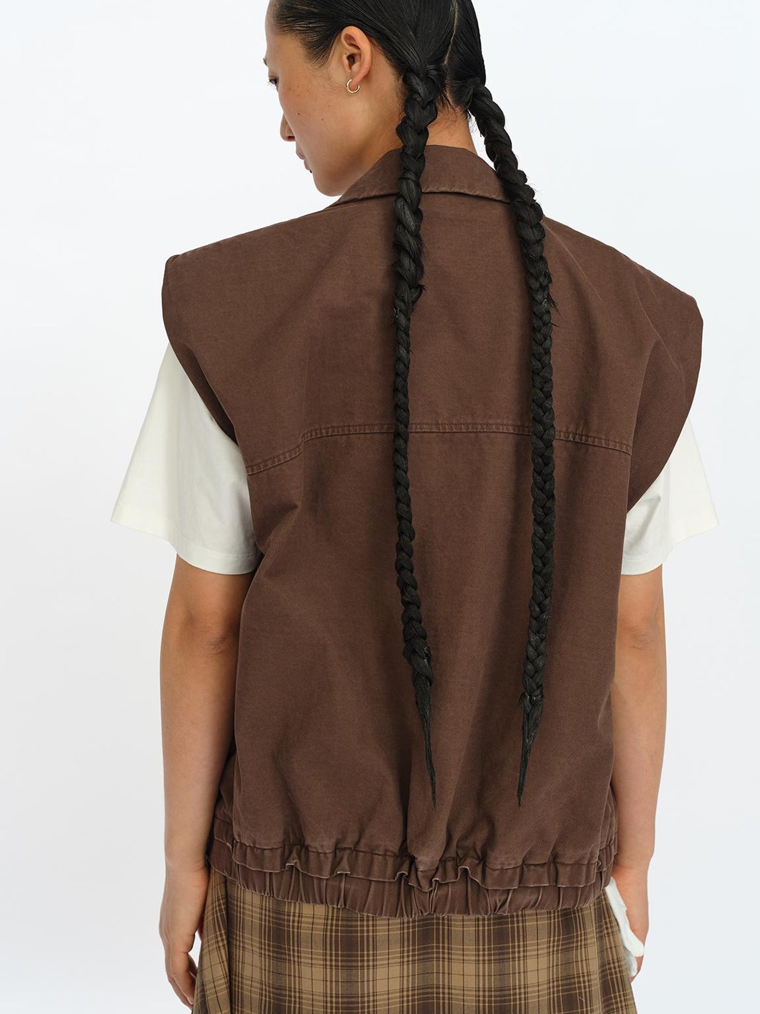 oinimi Distressed Charcoal Wide Fit Utility Vest With Shoulder Pads