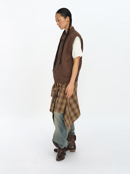 oinimi Distressed Charcoal Wide Fit Utility Vest With Shoulder Pads