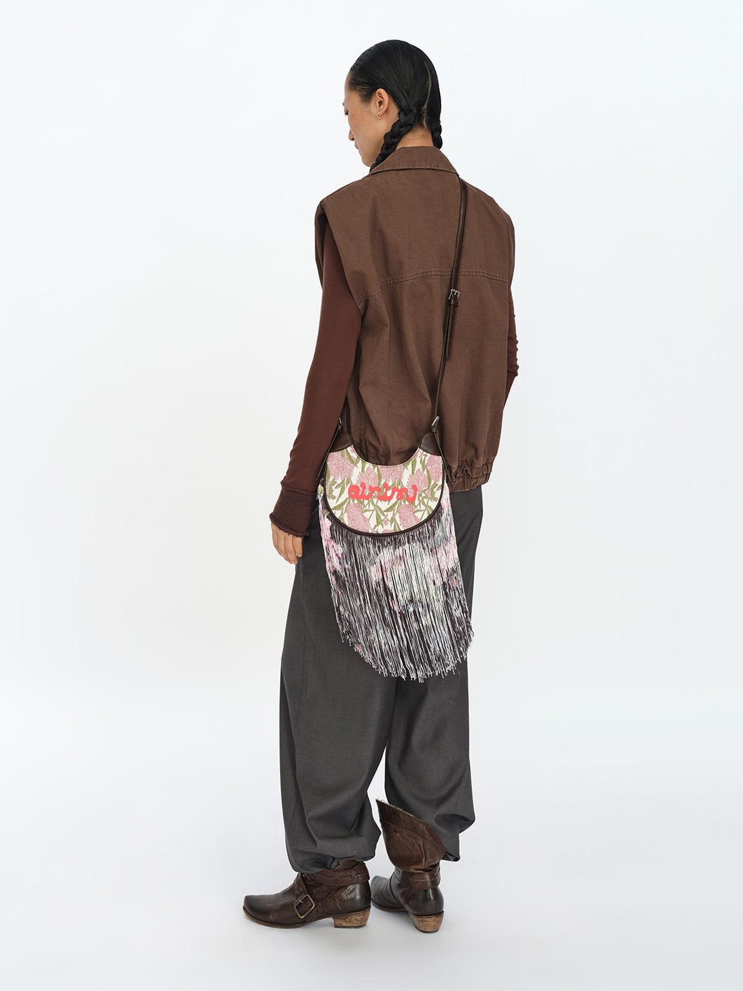 oinimi Distressed Charcoal Wide Fit Utility Vest With Shoulder Pads