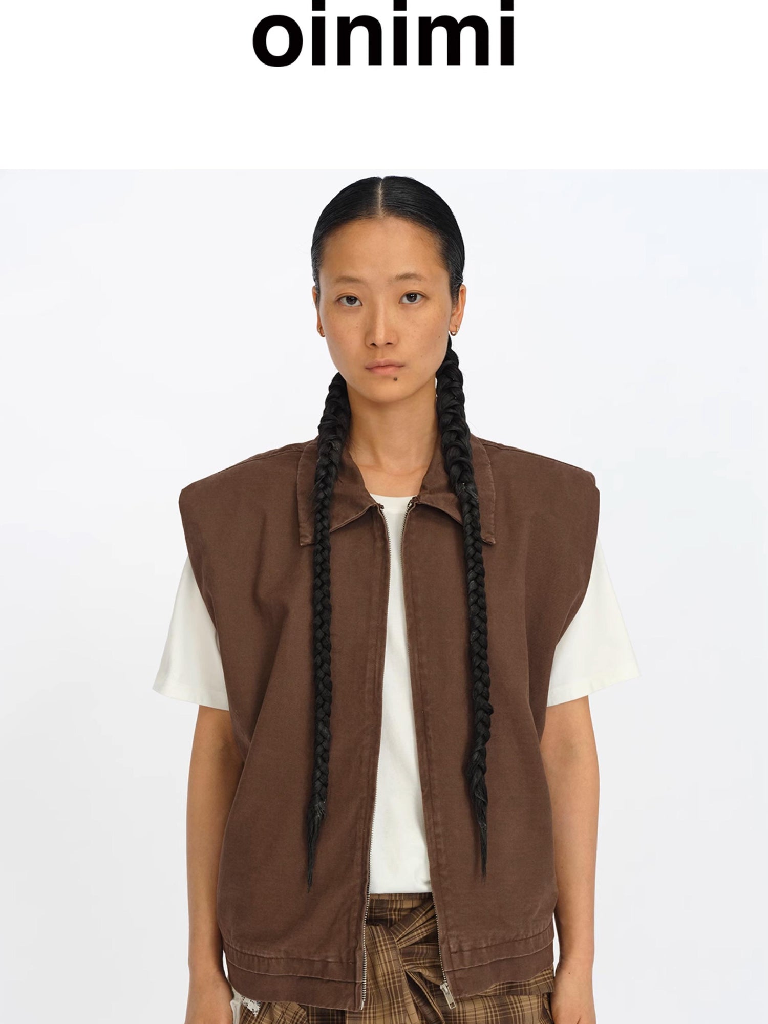 oinimi Distressed Charcoal Wide Fit Utility Vest With Shoulder Pads