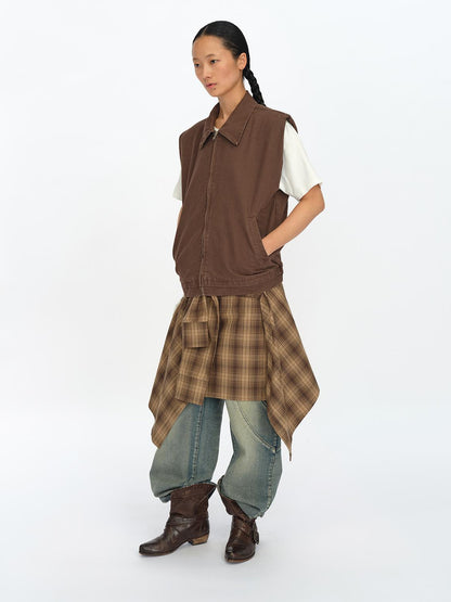 oinimi Distressed Charcoal Wide Fit Utility Vest With Shoulder Pads