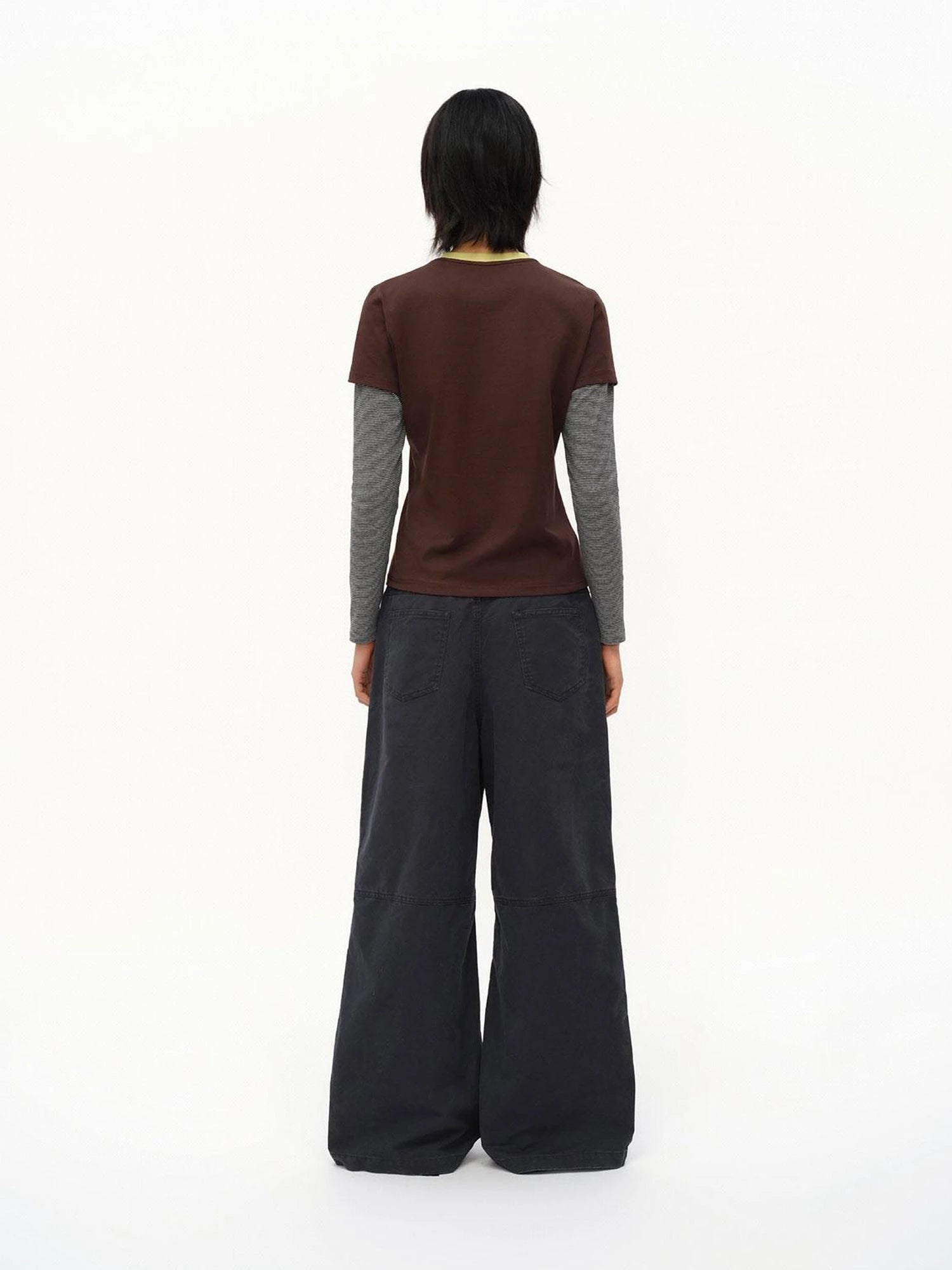 Distressed Mosaic Collar Long Sleeve Tee