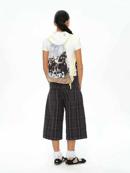 Cow Print Backpack In Lemon Yellow Cherry Pink