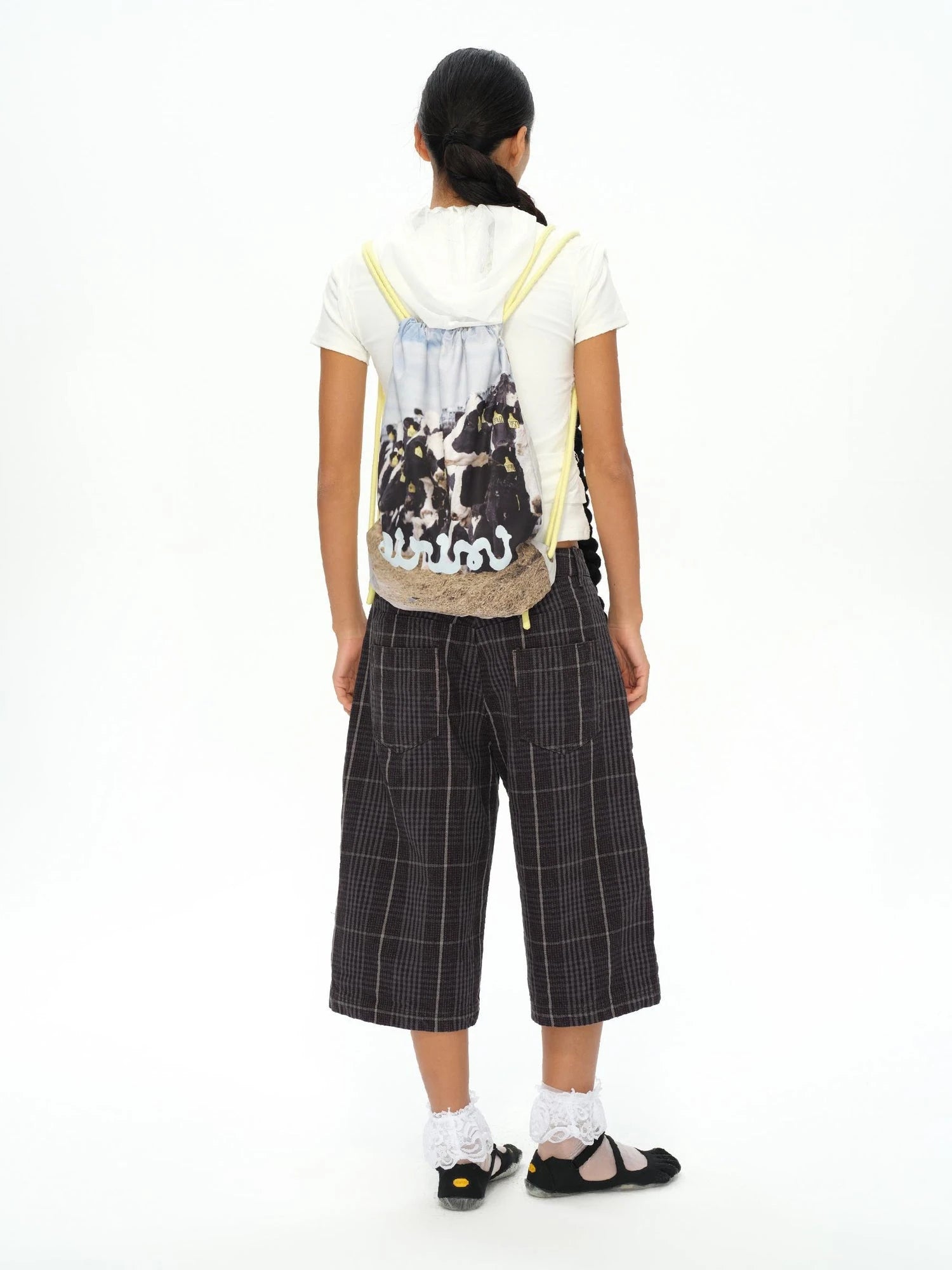 Cow Print Backpack In Lemon Yellow Cherry Pink