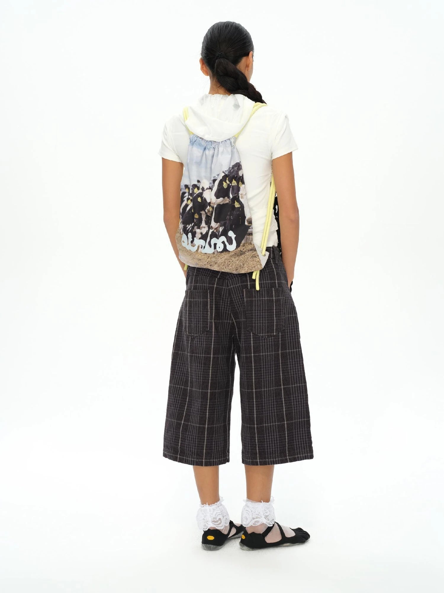 Cow Print Backpack In Lemon Yellow Cherry Pink