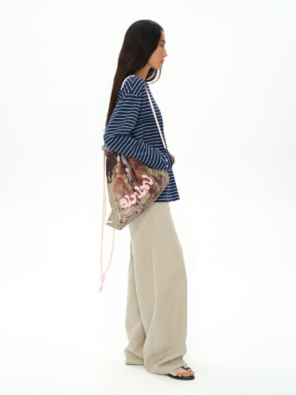 oinimi Dopamine Cow Print Backpack In Lemon Yellow Cherry Pink