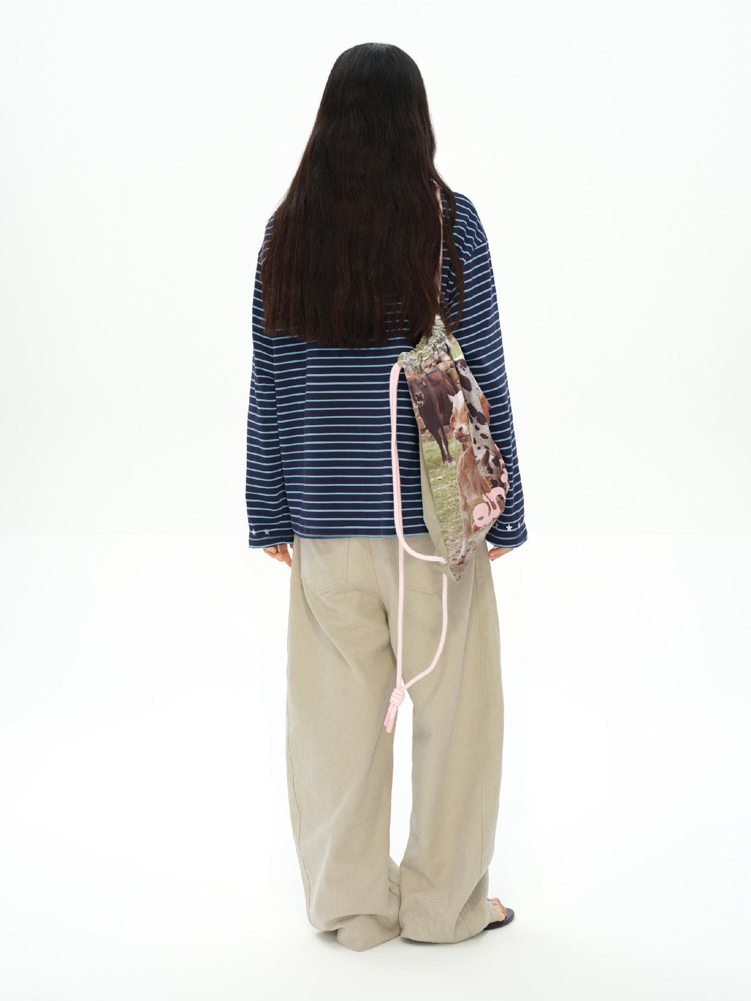 oinimi Dopamine Cow Print Backpack In Lemon Yellow Cherry Pink