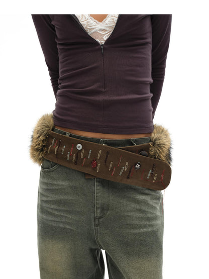 oinimi Dopamine Faux Fur Belt Baguette Scarf Multi Way Wrap
