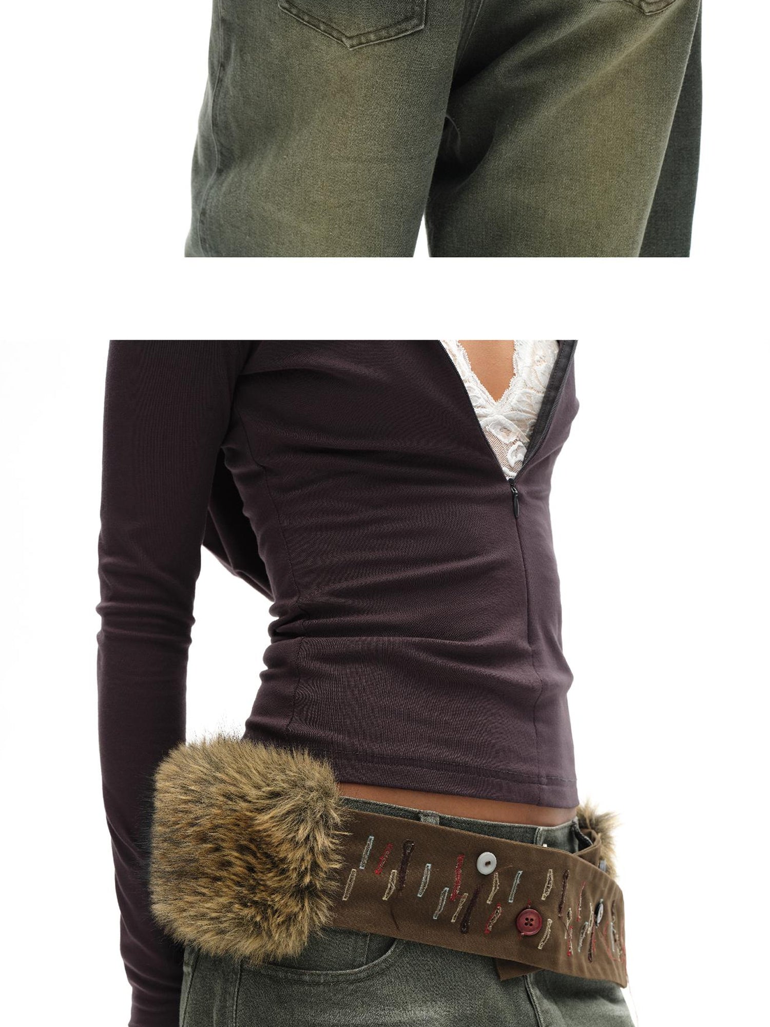 oinimi Dopamine Faux Fur Belt Baguette Scarf Multi Way Wrap