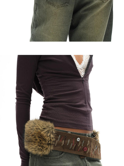 oinimi Dopamine Faux Fur Belt Baguette Scarf Multi Way Wrap