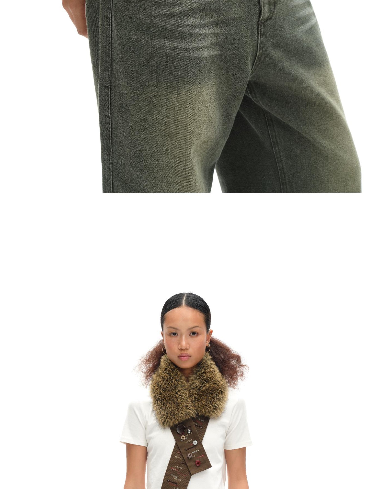 oinimi Dopamine Faux Fur Belt Baguette Scarf Multi Way Wrap