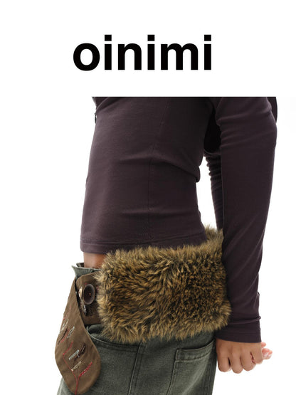 oinimi Dopamine Faux Fur Belt Baguette Scarf Multi Way Wrap