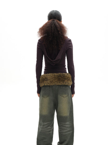 oinimi Dopamine Faux Fur Belt Baguette Scarf Multi Way Wrap