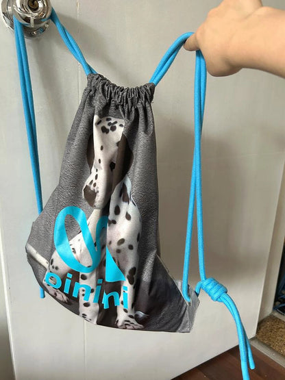 Double Sided Printed Backpack With Spotted Puppy Pattern