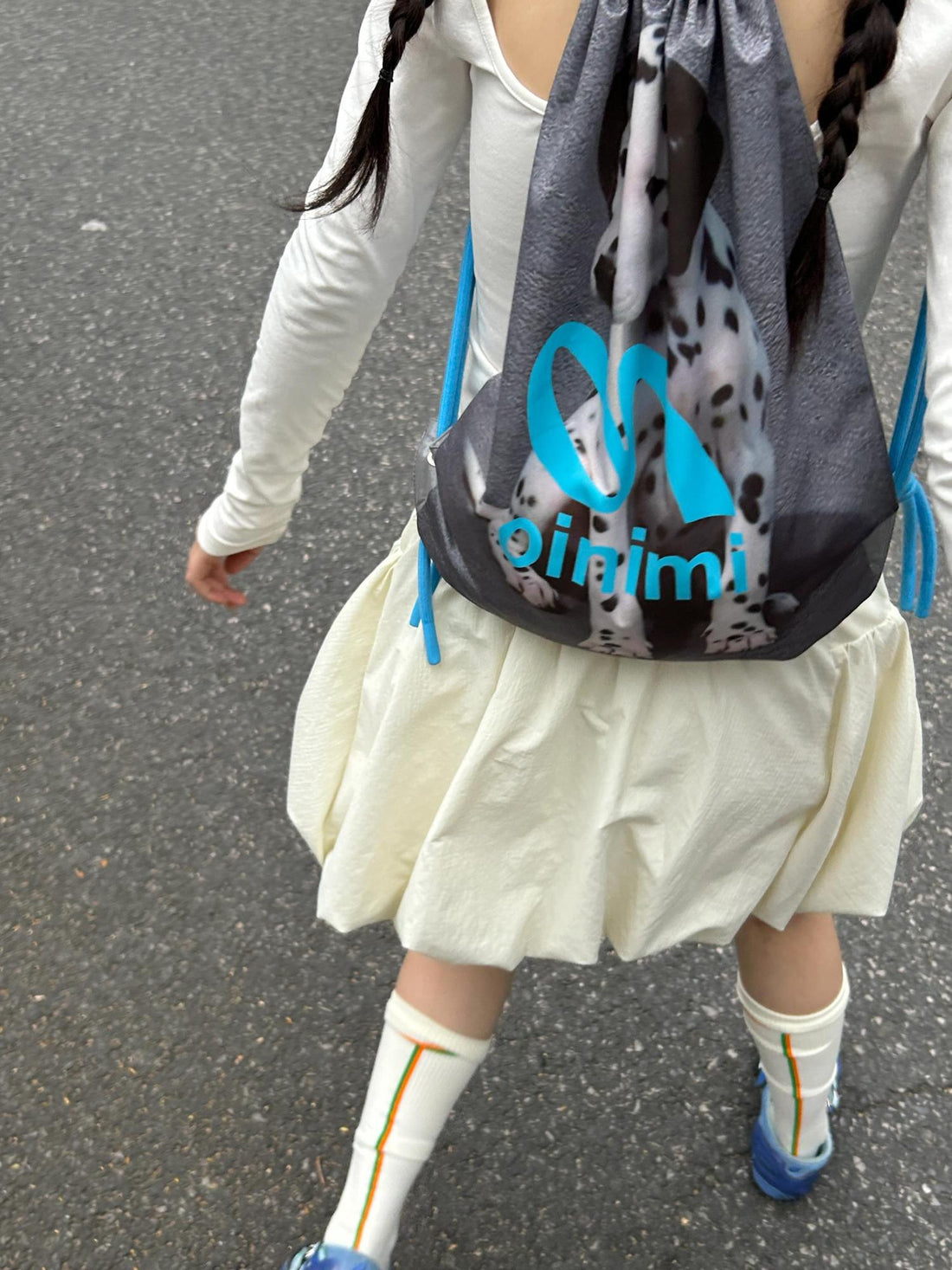 oinimi Double Sided Printed Backpack With Spotted Puppy Pattern
