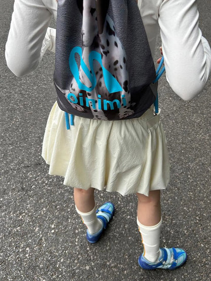 Double Sided Printed Backpack With Spotted Puppy Pattern