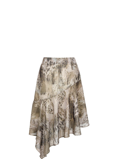 oinimi Dusty Pink Metallic Leopard Asymmetric Fishtail Women&