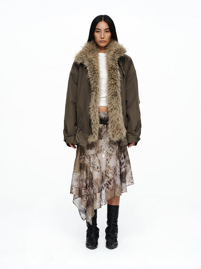 oinimi Dusty Pink Metallic Leopard Asymmetric Fishtail Women&