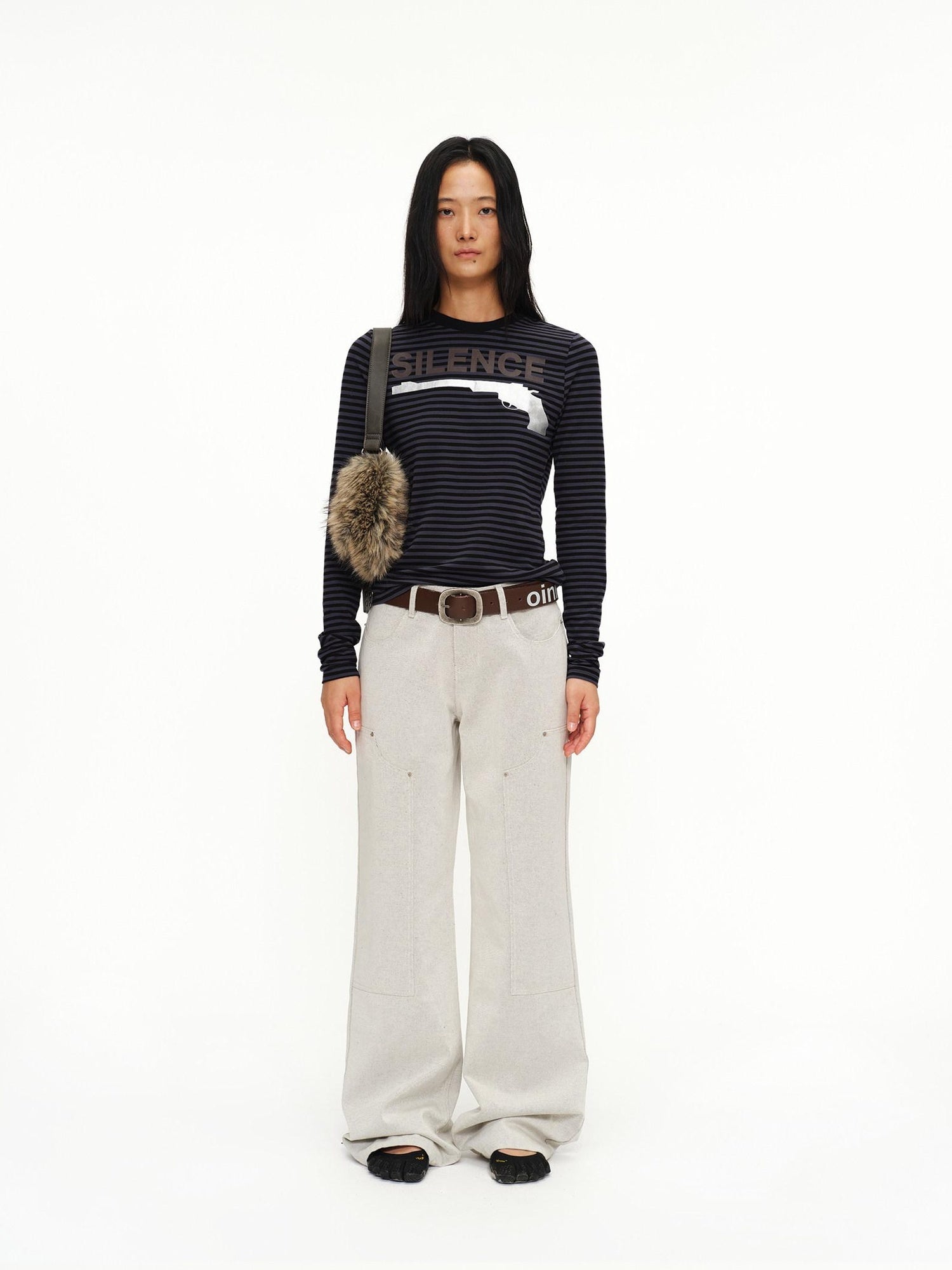 oinimi Faux Fur Belt Accent Vintage Pillow Single Strap Underarm Daily Youth Bag