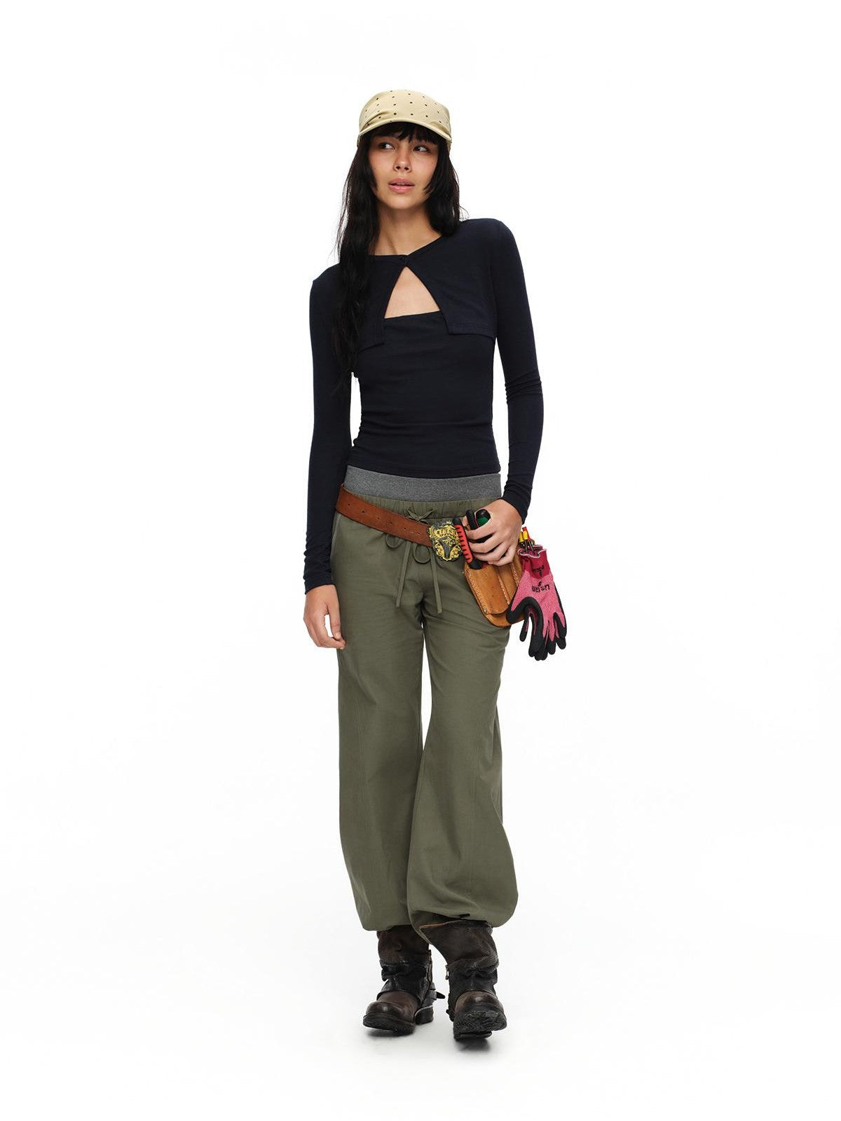 oinimi Faux Layered Slim Fit French Knit Women&