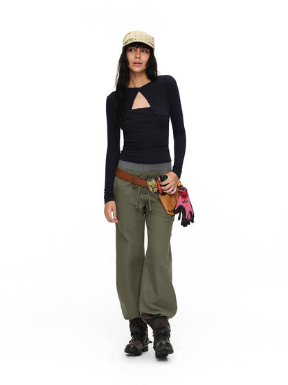 oinimi Faux Layered Slim Fit French Knit Women&