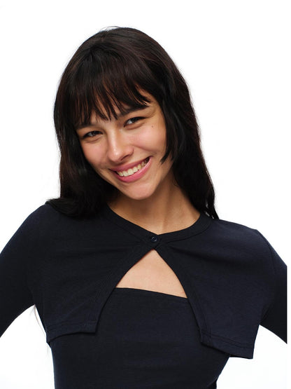 oinimi Faux Layered Slim Fit French Knit Women&